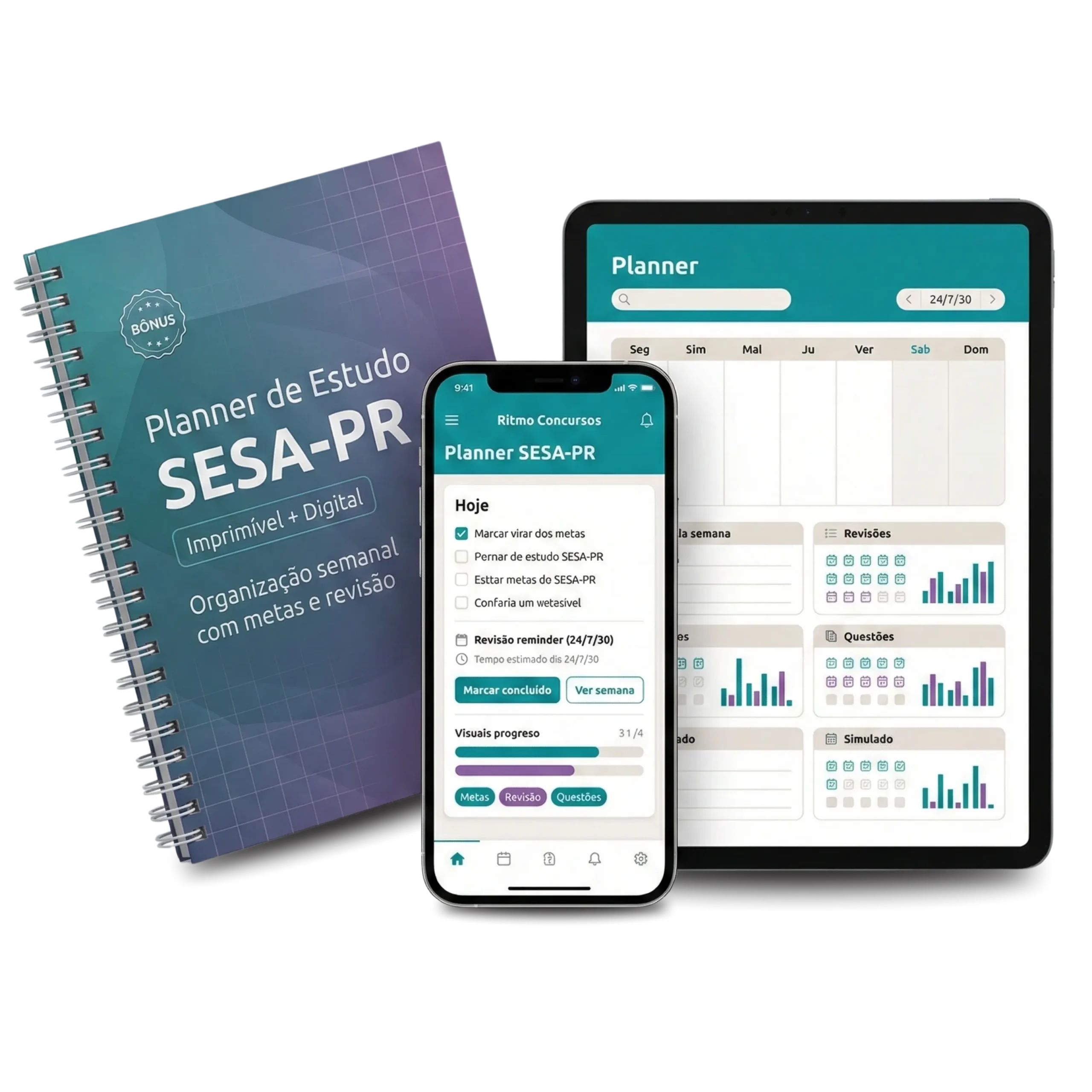Bônus 2 — Planner de Estudo SESA-PR (Imprimível + Digital)